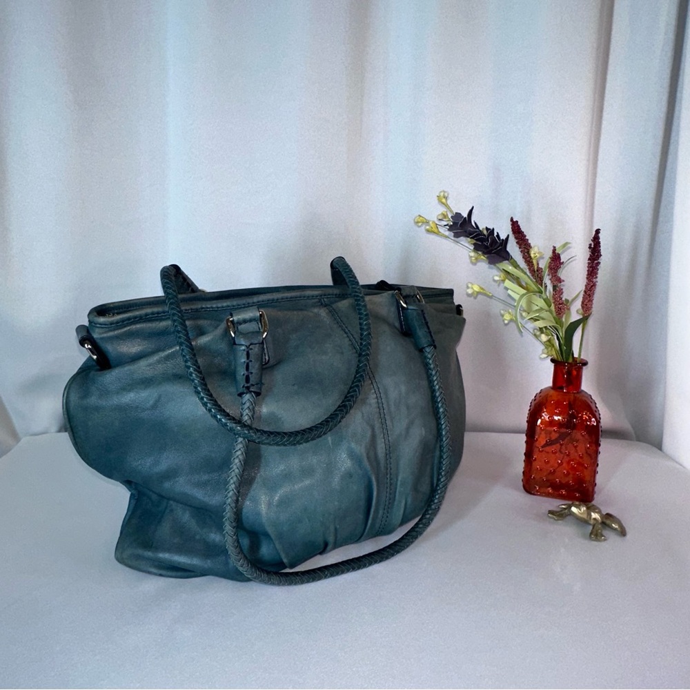 Robert Zur True Glove Leather Handbag Green Compartments Soft Supple Old Money